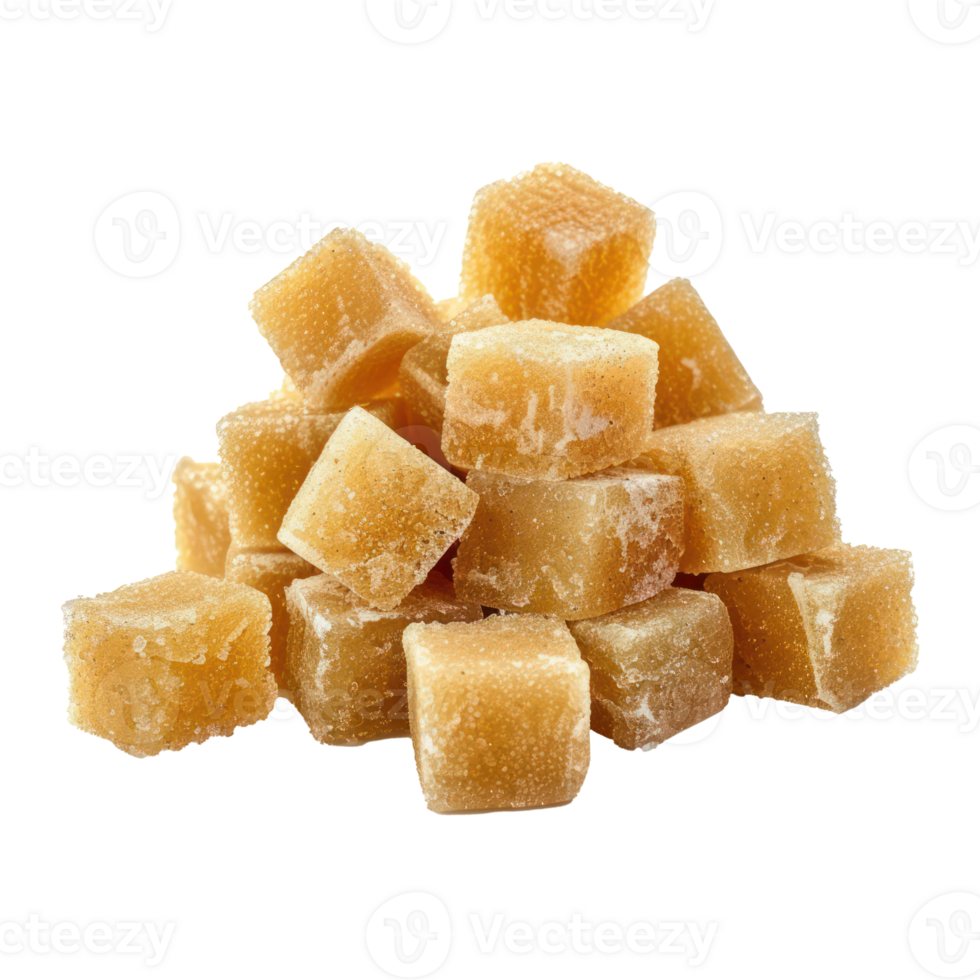 Heap of cane sugar cubes front view isolate on transparency background png