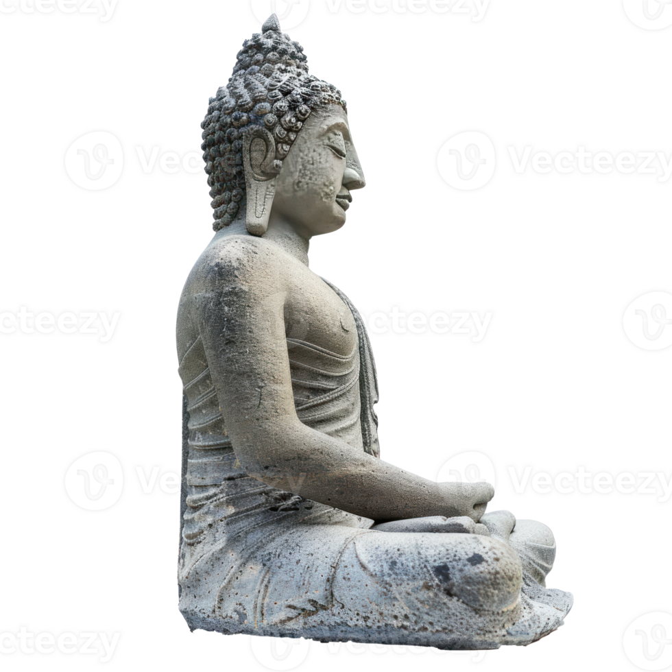 Buddha status made of stone side view isolate on transparency background png