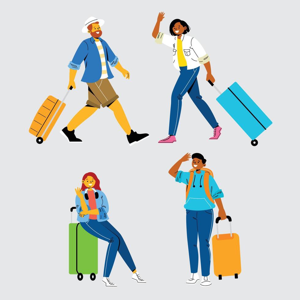Traveler Characters Set vector