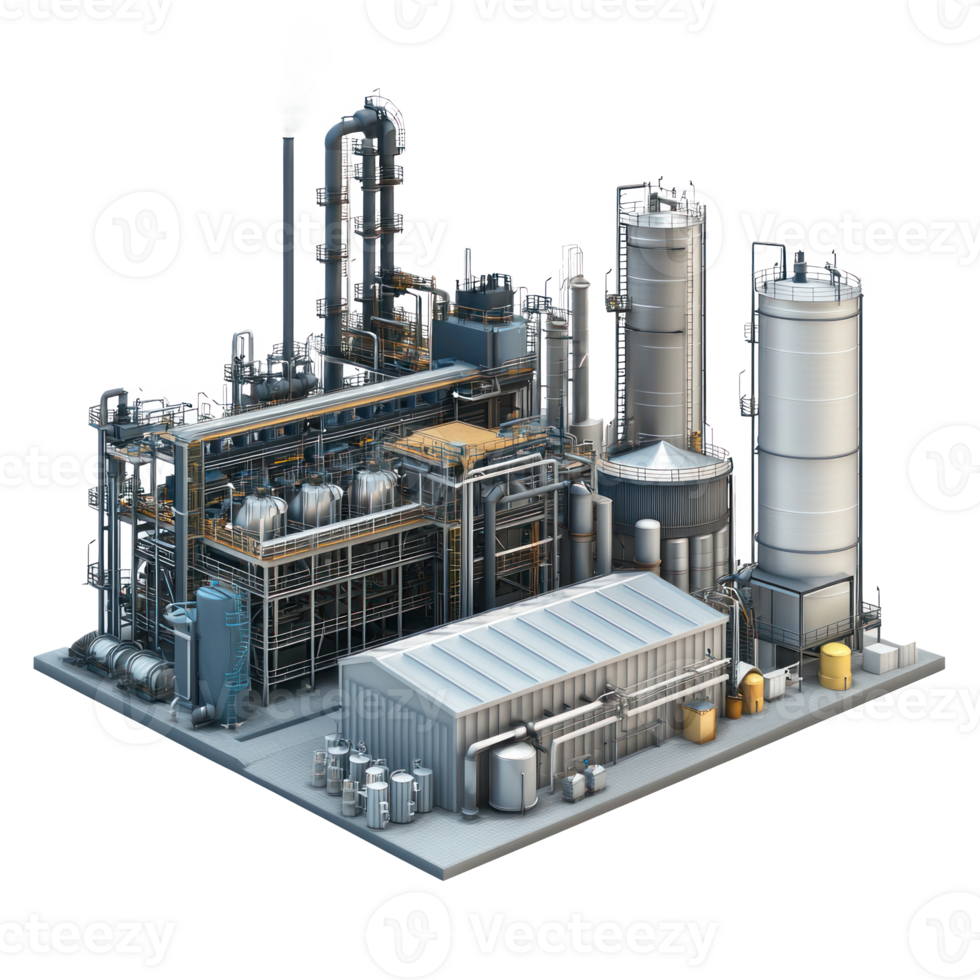 3D Industrial Plant isolate on transparency background png