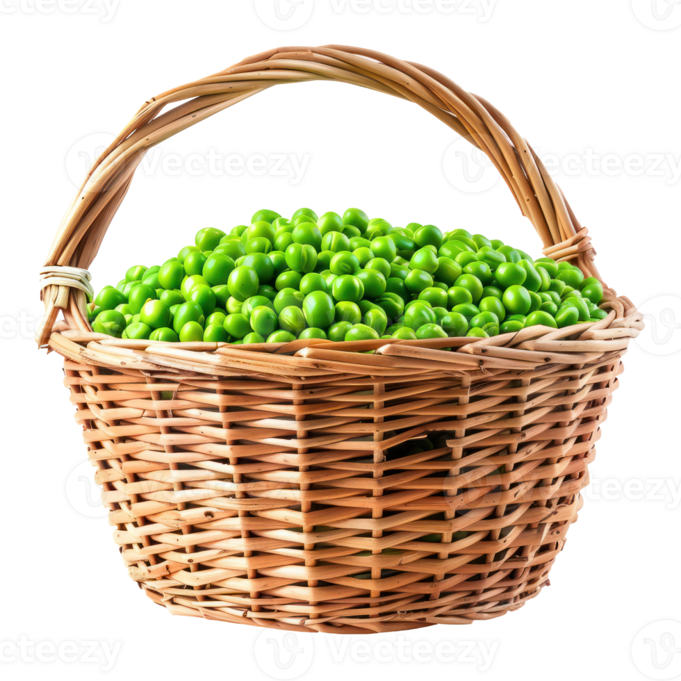 Peas in basket isolate on transparency background png