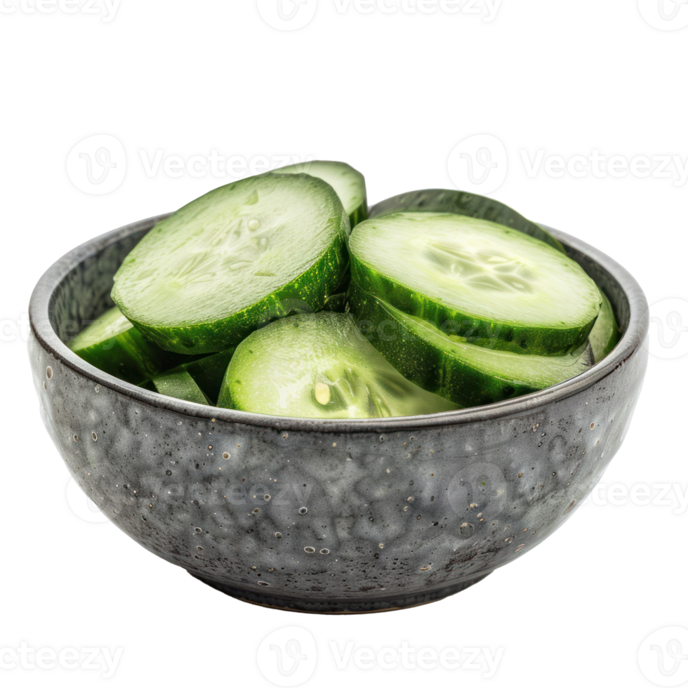 Cucumber in a bowl front view isolate on transparency background png