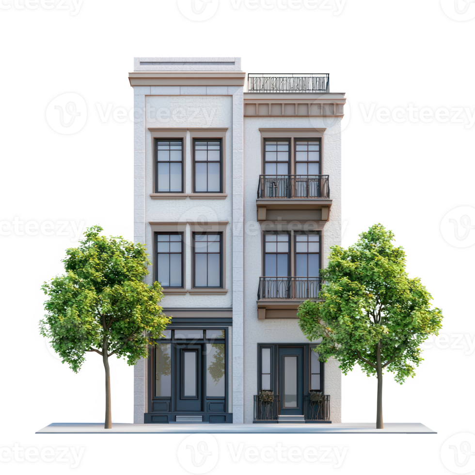 3D Townhouse isolate on transparency background png