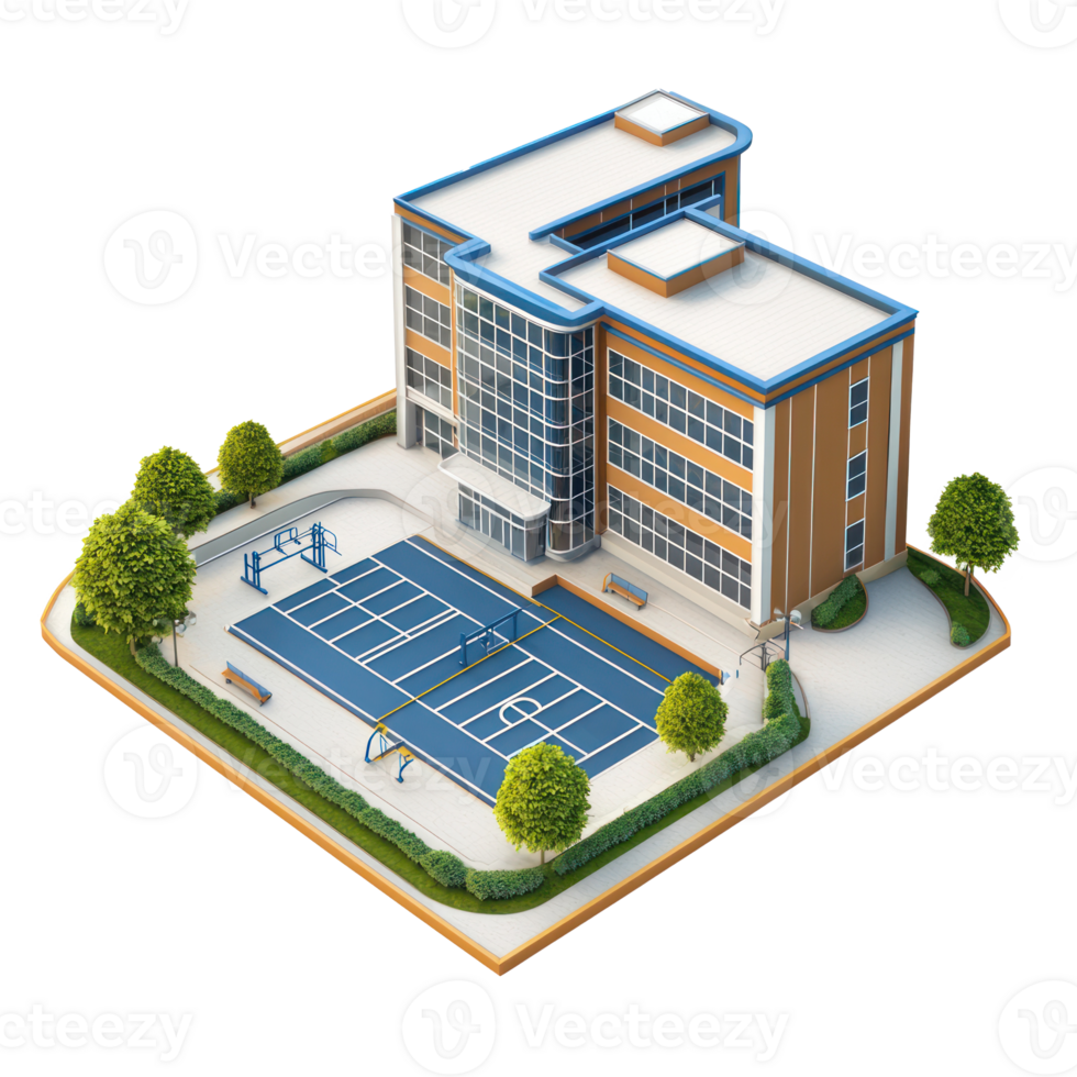 3D Gymnasium building isolate on transparency background png