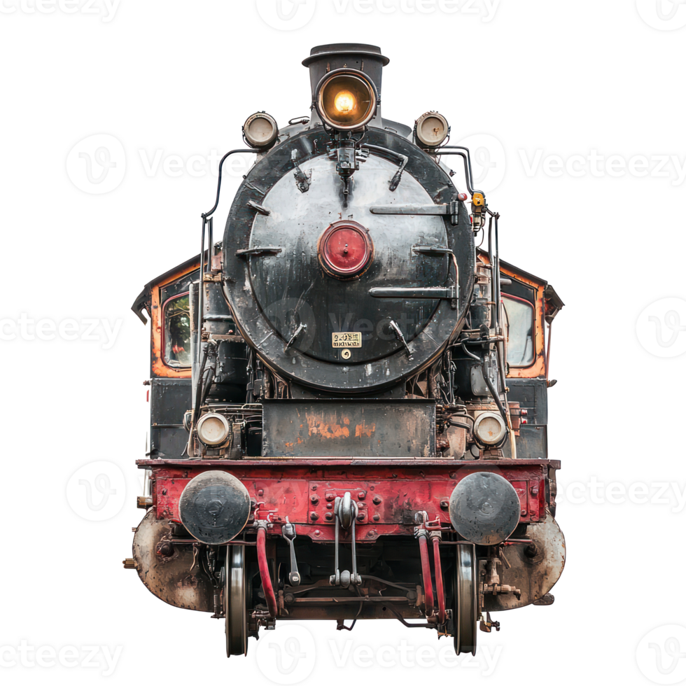 steam engine locomotive front view isolate on transparency background png