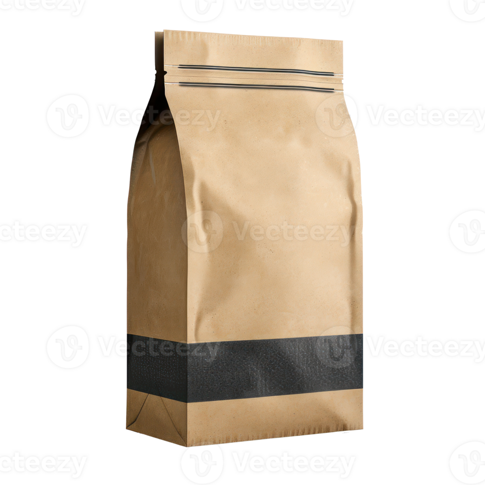 Coffee Bag with blank label front view isolate on transparency background png