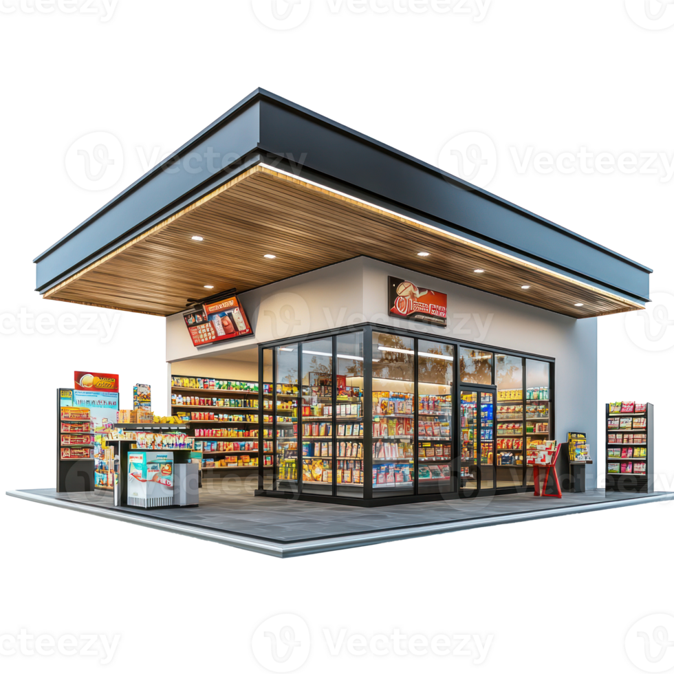 3D Convenience Store front view isolate on transparency background png