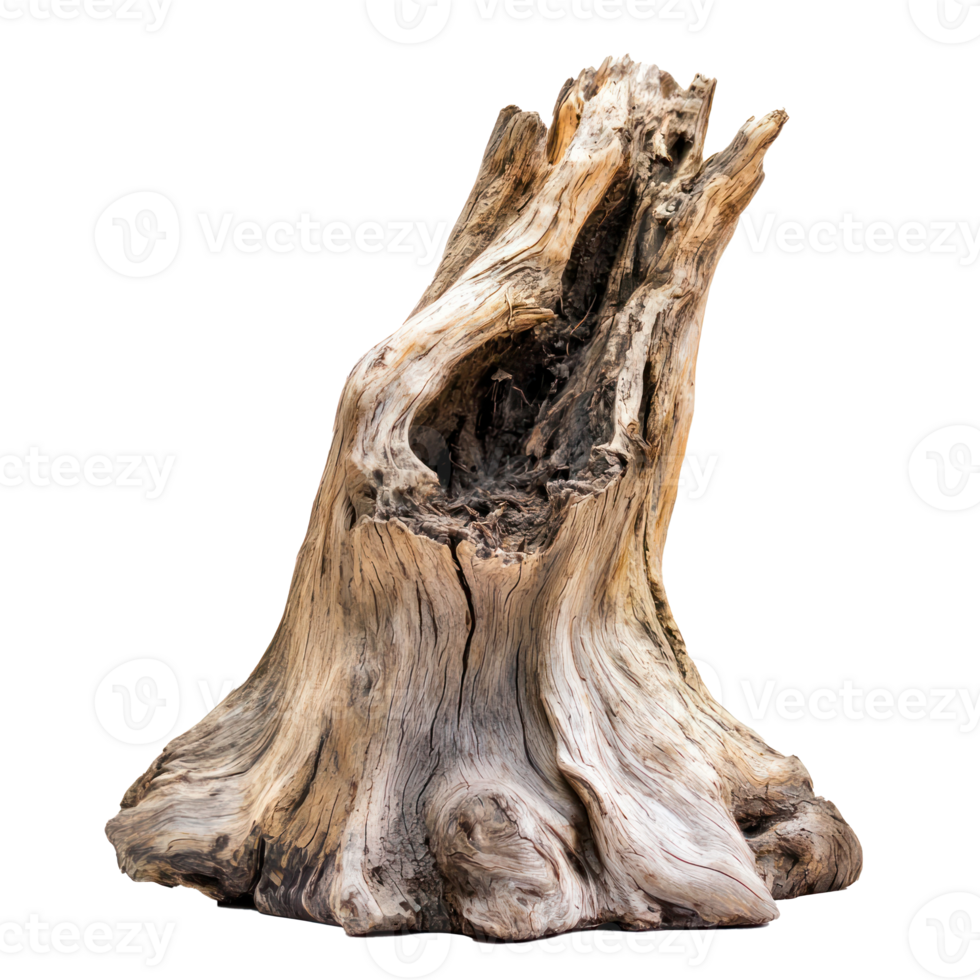 Dead driftwood tree stump isolate on transparency background png