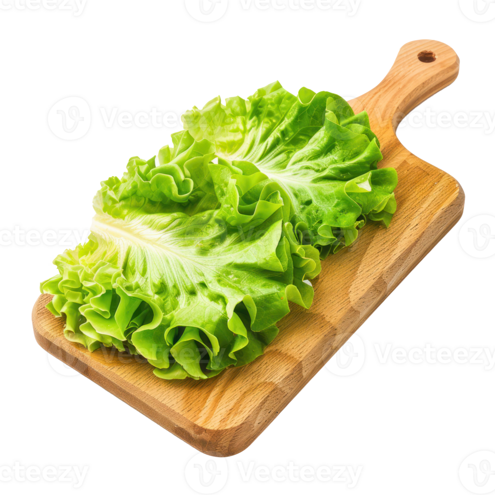 Sliced Butter Lettuce on chopping board isolate on transparency background png