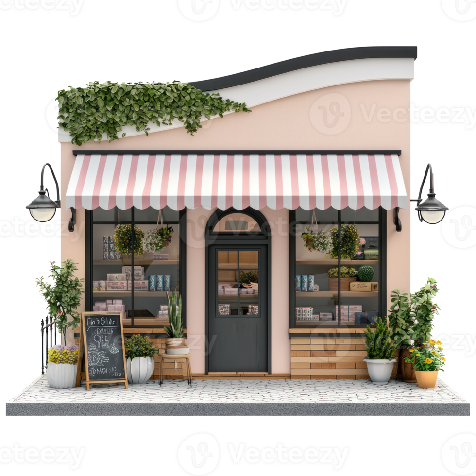 3D Home Goods Store front view isolate on transparency background png