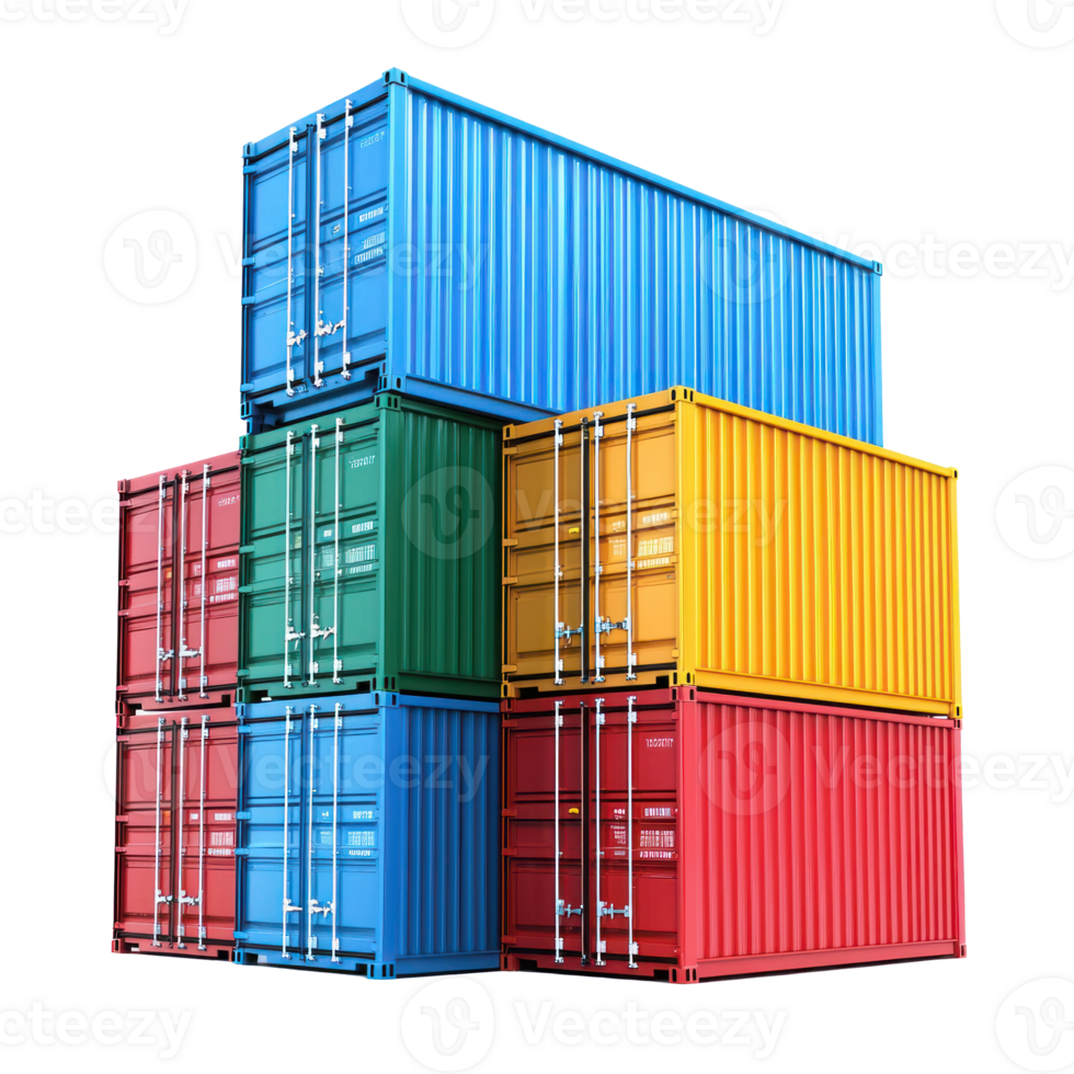 3D Logistic Container stack isolate on transparency background png