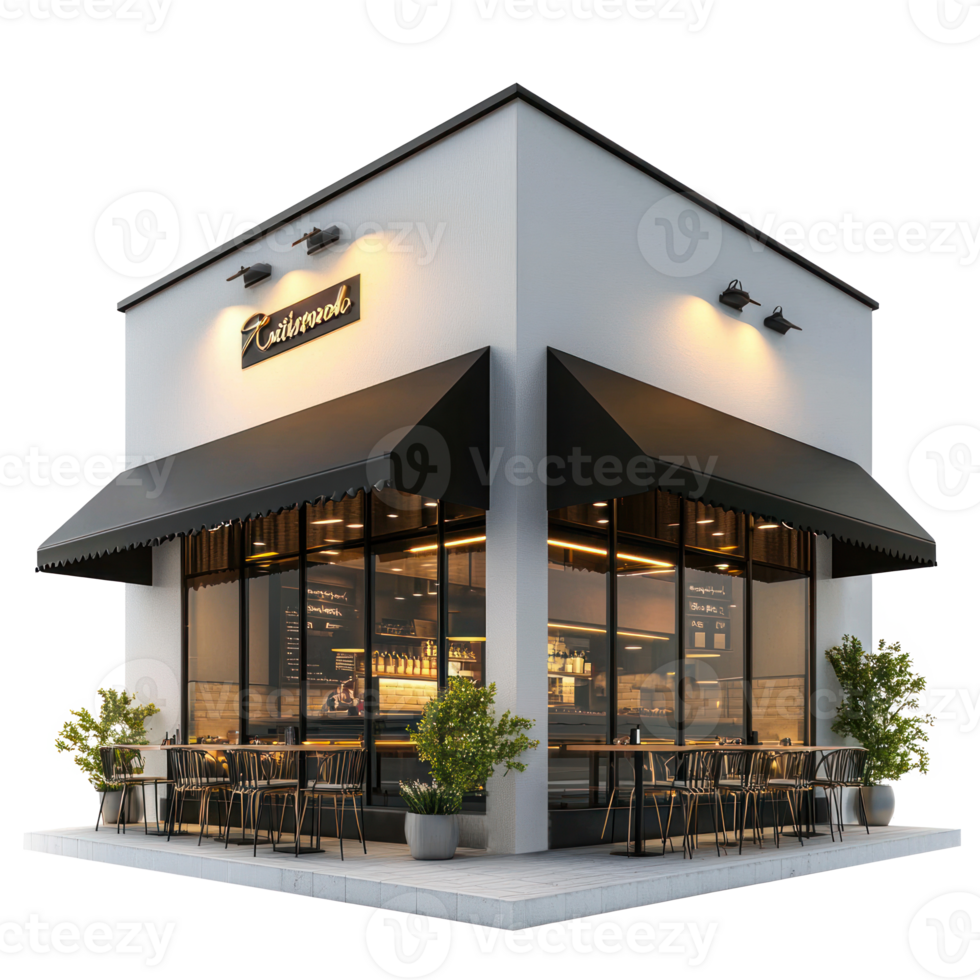 3D Restaurant front view isolate on transparency background png