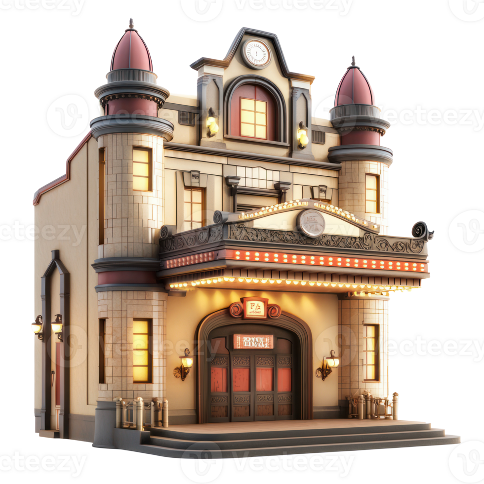 3D Theater building isolate on transparency background png