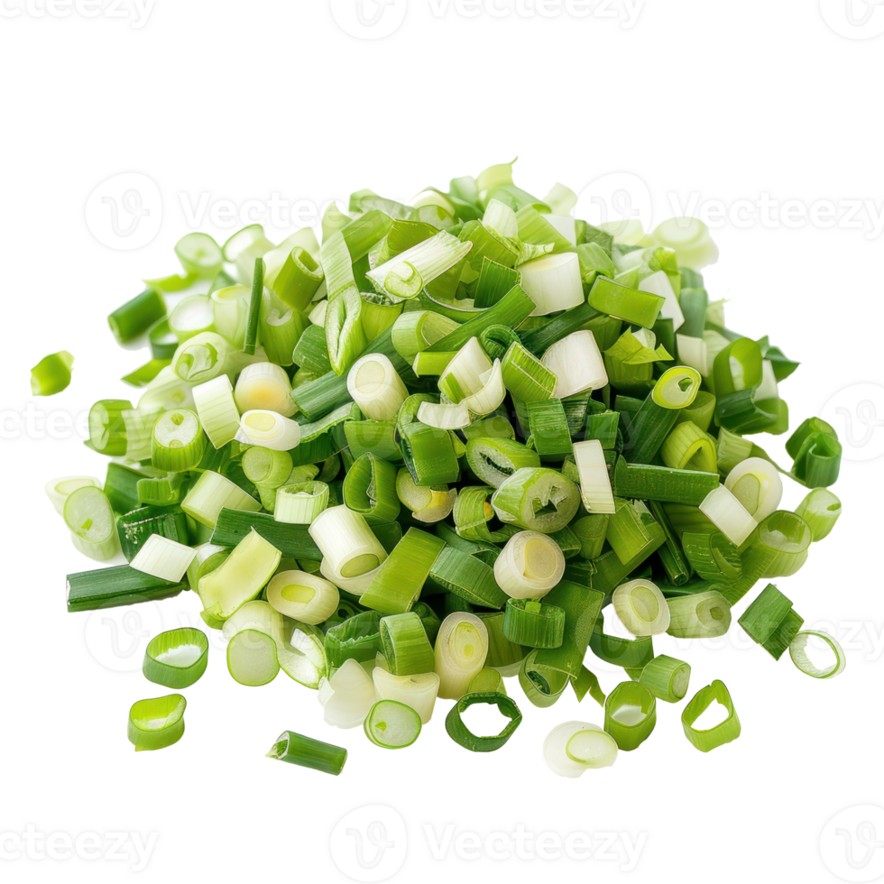 Pile of Chopped green onions isolate on transparency background png