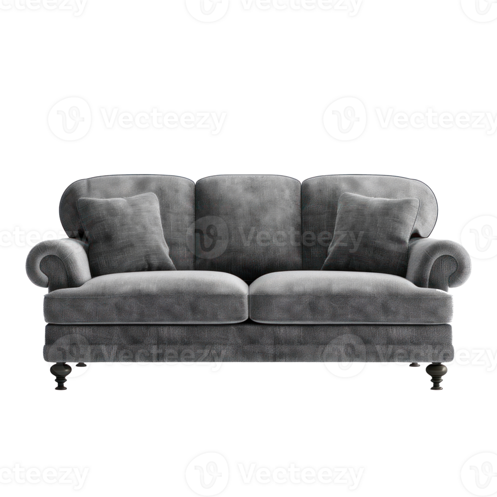 English Roll Arm Sofa side view full length isolate on transparency background png