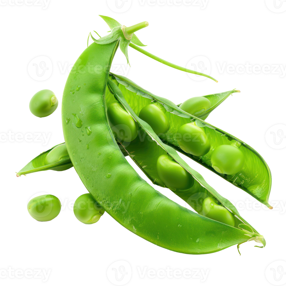 whole and half Snap Sugar Peas isolate on transparency background png