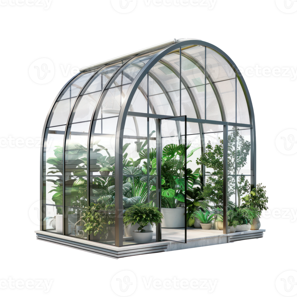 Modern Greenhouse 3d rendering isolate on transparency background png