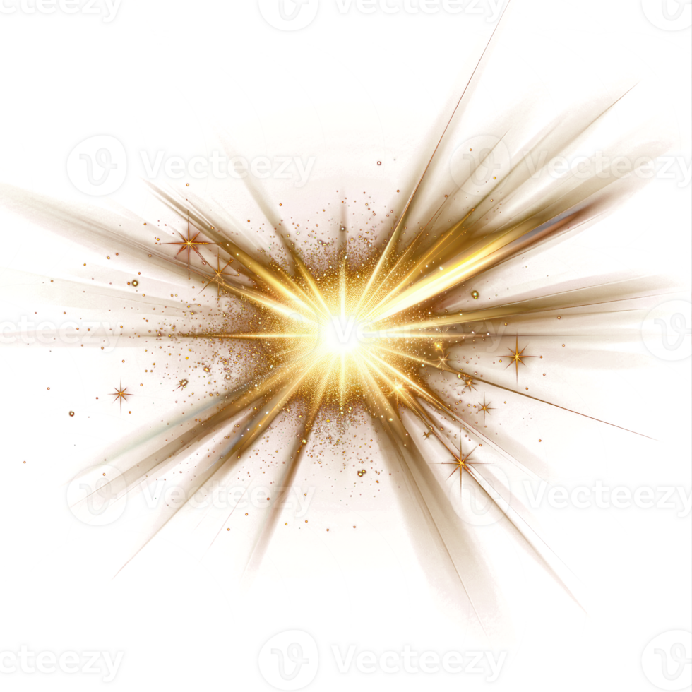Shining Star With Rays And Glare, Sunlight Special Light Effect On transparency background png
