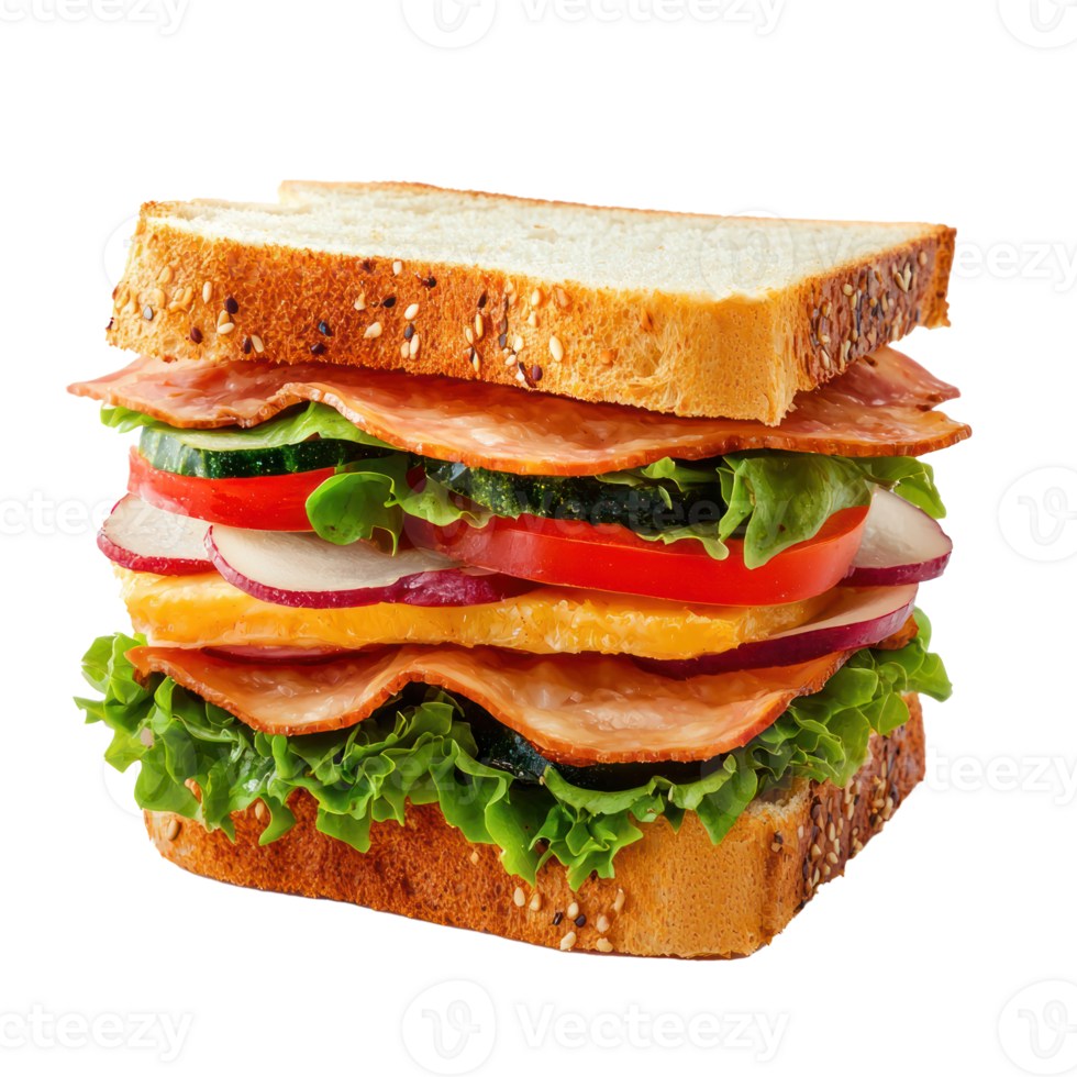 Tall sandwich front view isolate on transparency background png