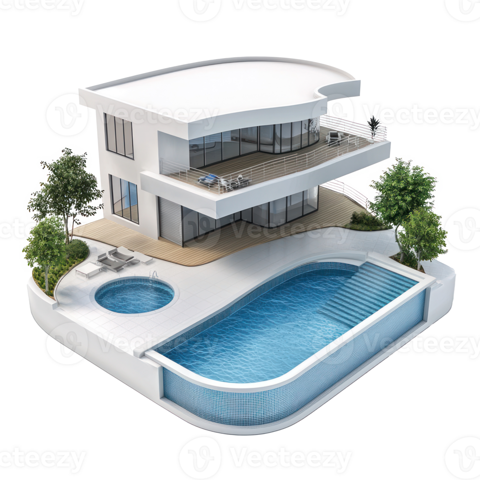 3D Swimming Pool building isolate on transparency background png