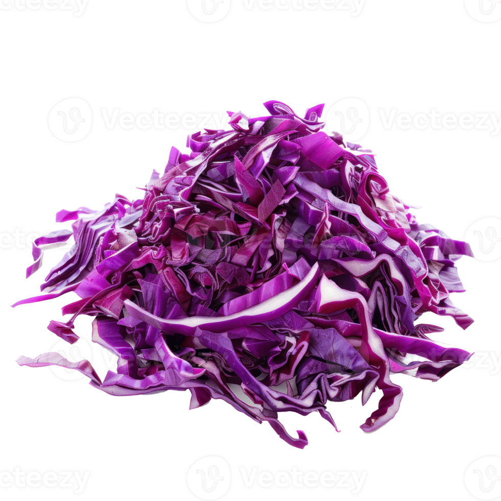 Fresh shredded raw red cabbage isolate on transparency background png