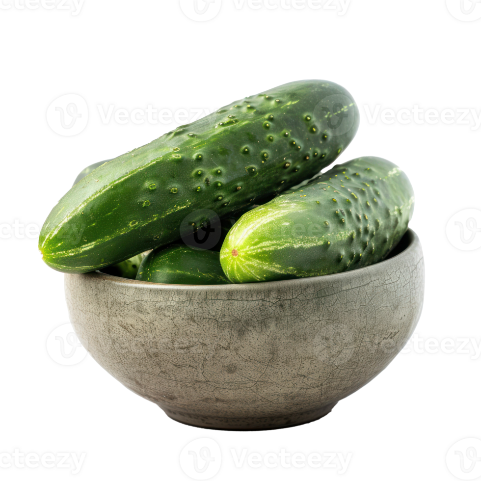 Cucumber in a bowl front view isolate on transparency background png