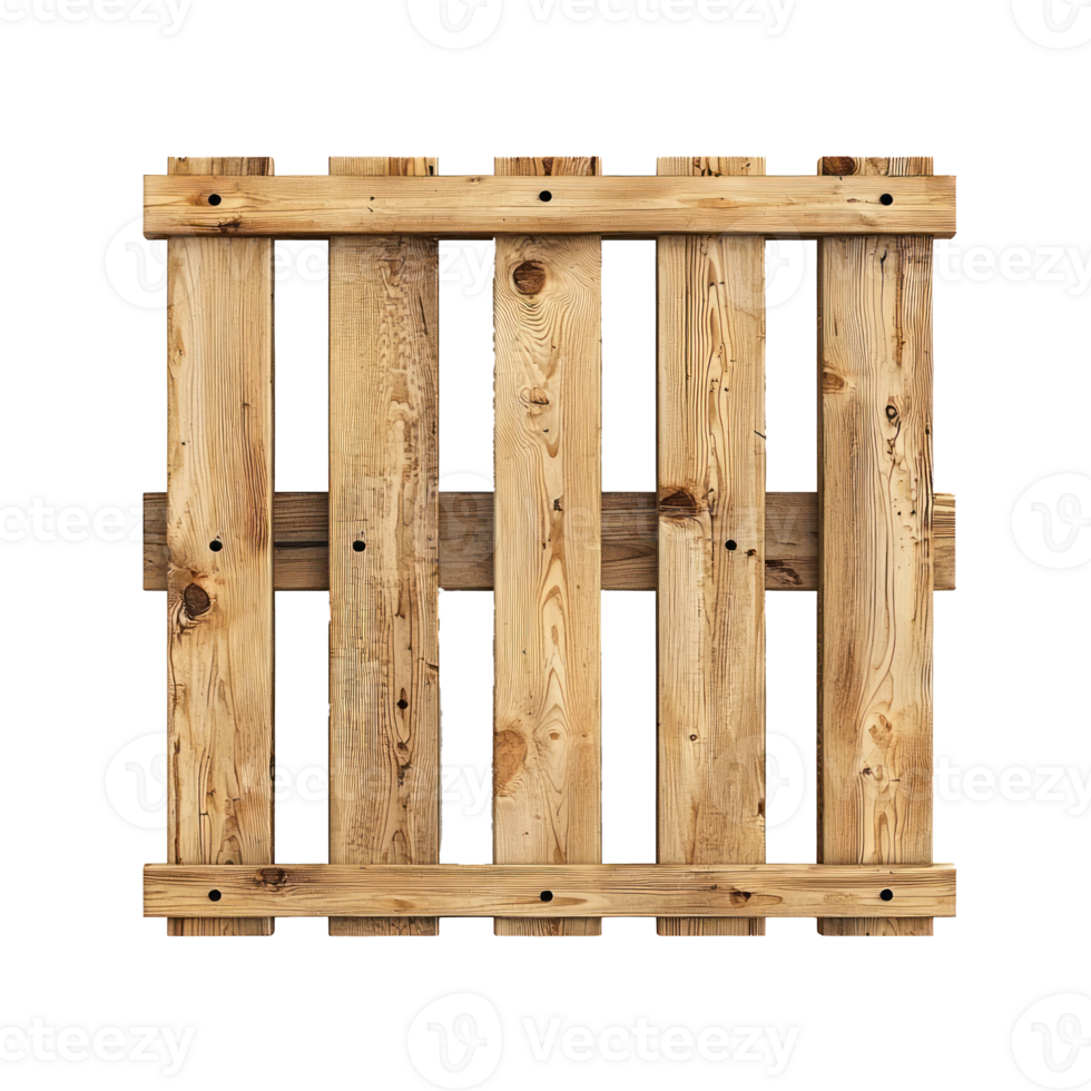 3D Wooden pallet top view isolate on transparency background png