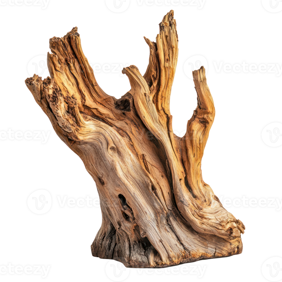 Dead driftwood tree stump side view isolate on transparency background png