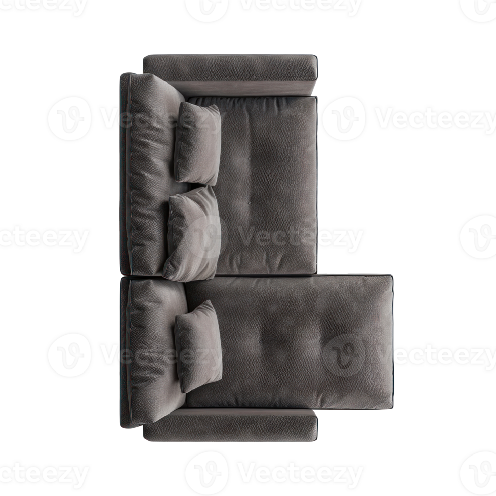 Track Arm Sofa top view full length isolate on transparency background png