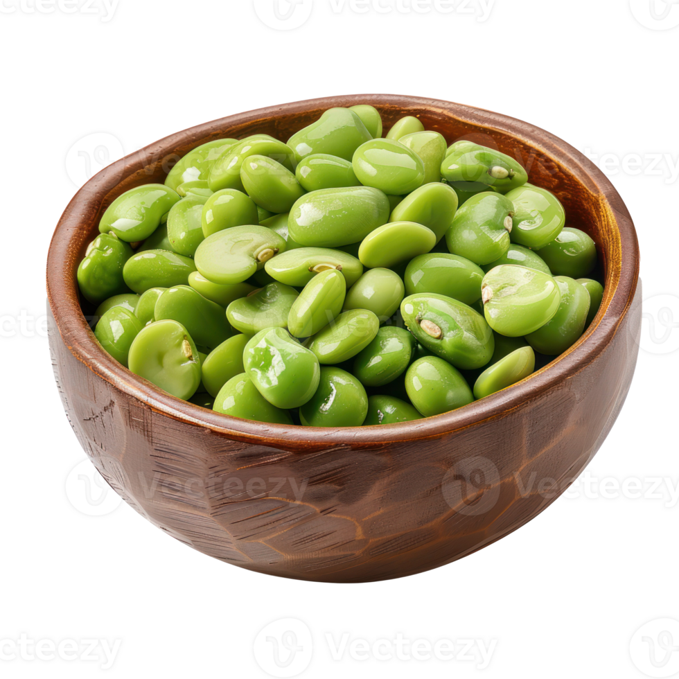 Lima Beans in a bowl front view isolate on transparency background png