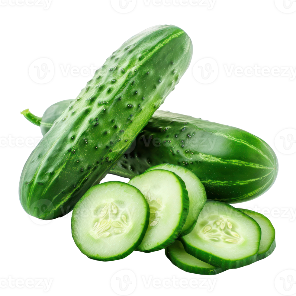 whole and half Cucumber isolate on transparency background png