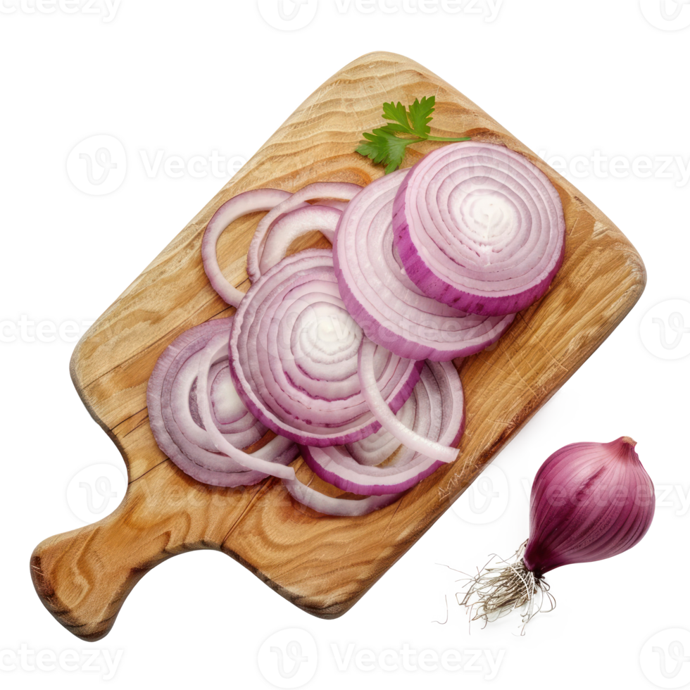 Sliced Onion on chopping board isolate on transparency background png