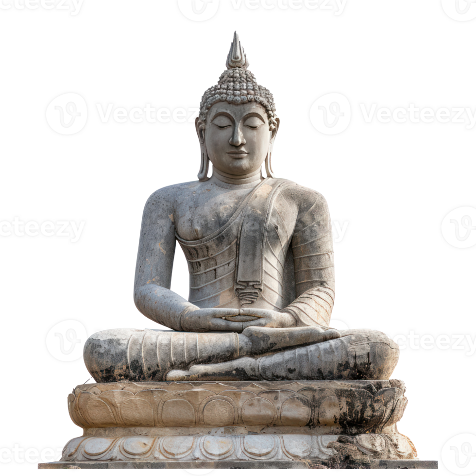 Buddha status made of stone front view isolate on transparency background png