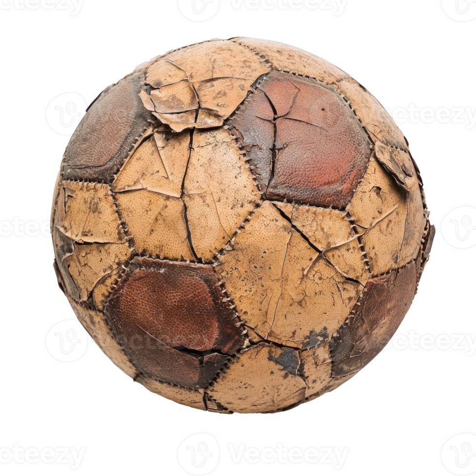 Old Broken football isolate on transparency background png