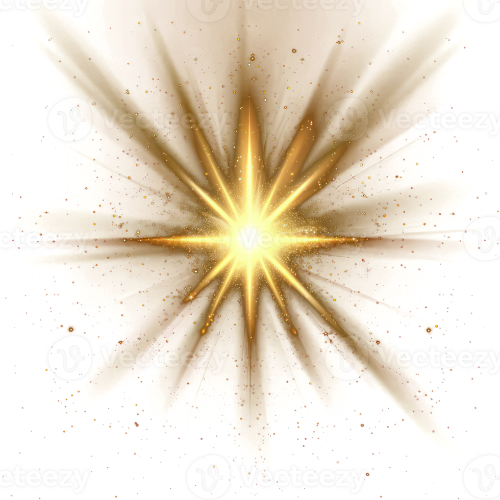 Shining Star With Rays And Glare, Sunlight Special Light Effect On transparency background png