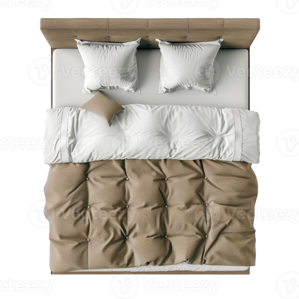 Upholstered Bed top view full length isolate on transparency background png