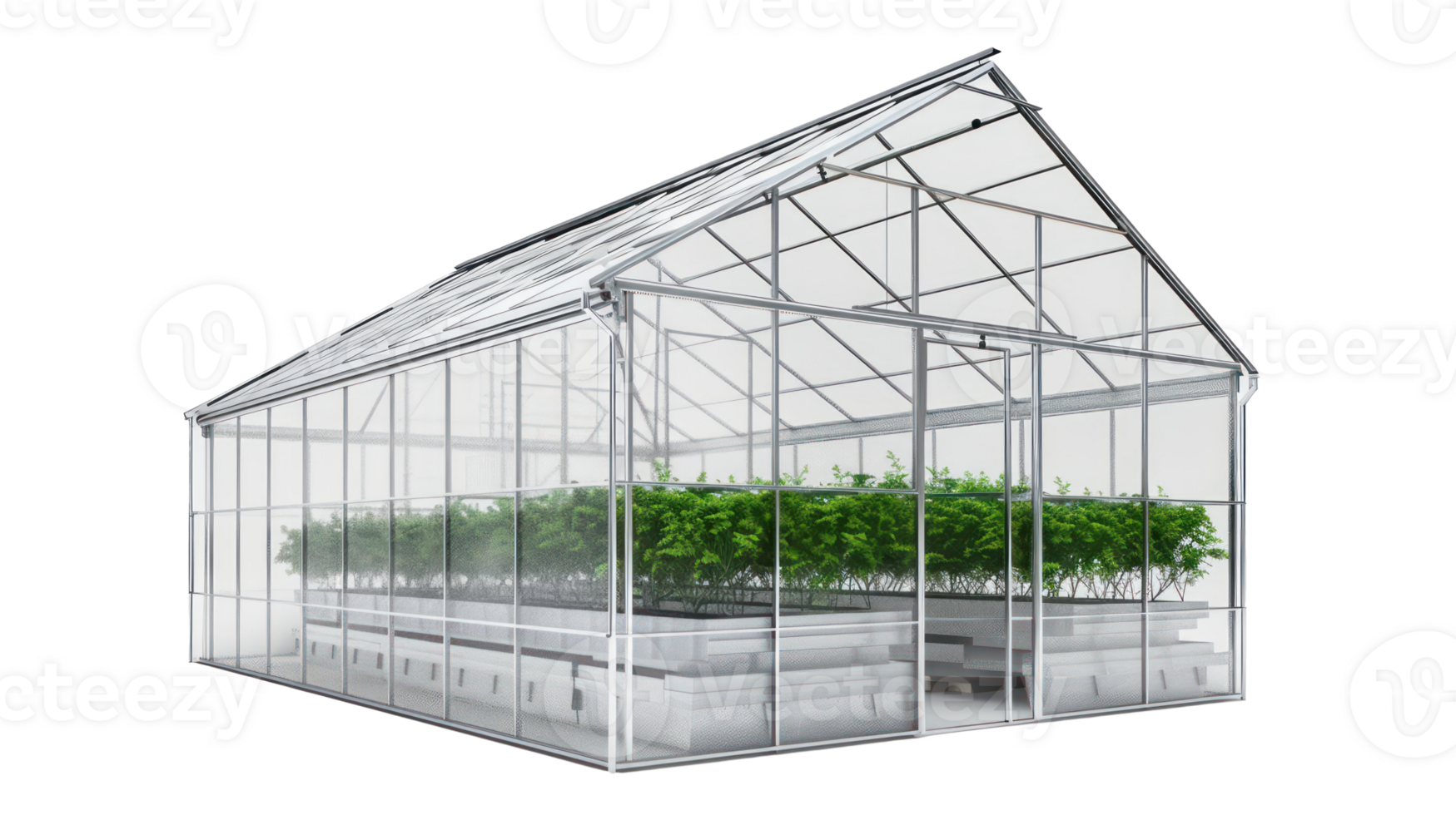 Empty greenhouse, 3d rendering isolate on transparency background png