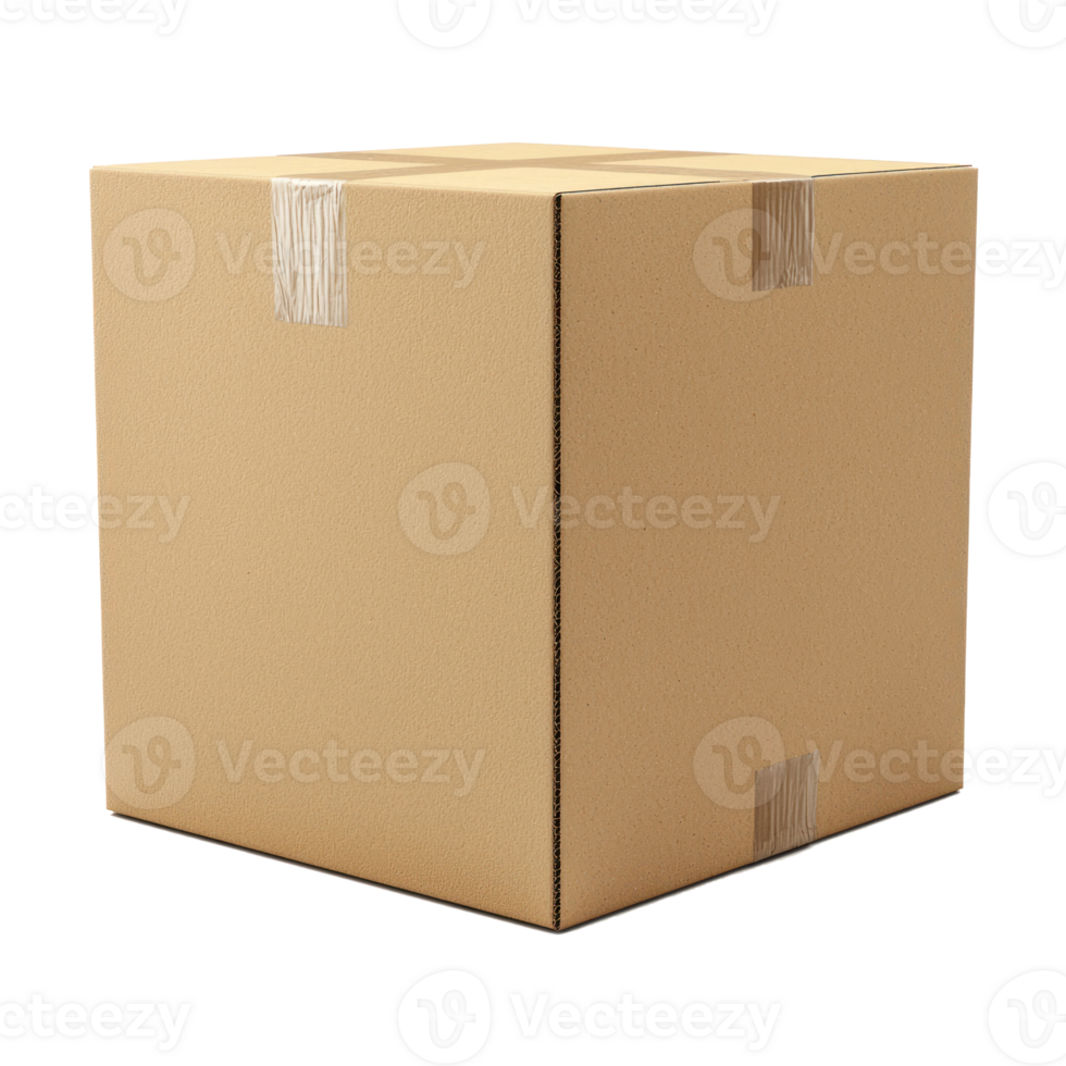 3D Cardboard box side view isolate on transparency background png