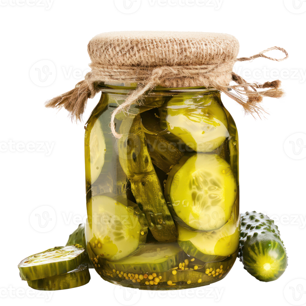 Jar of marinated cucumbers isolate on transparency background png