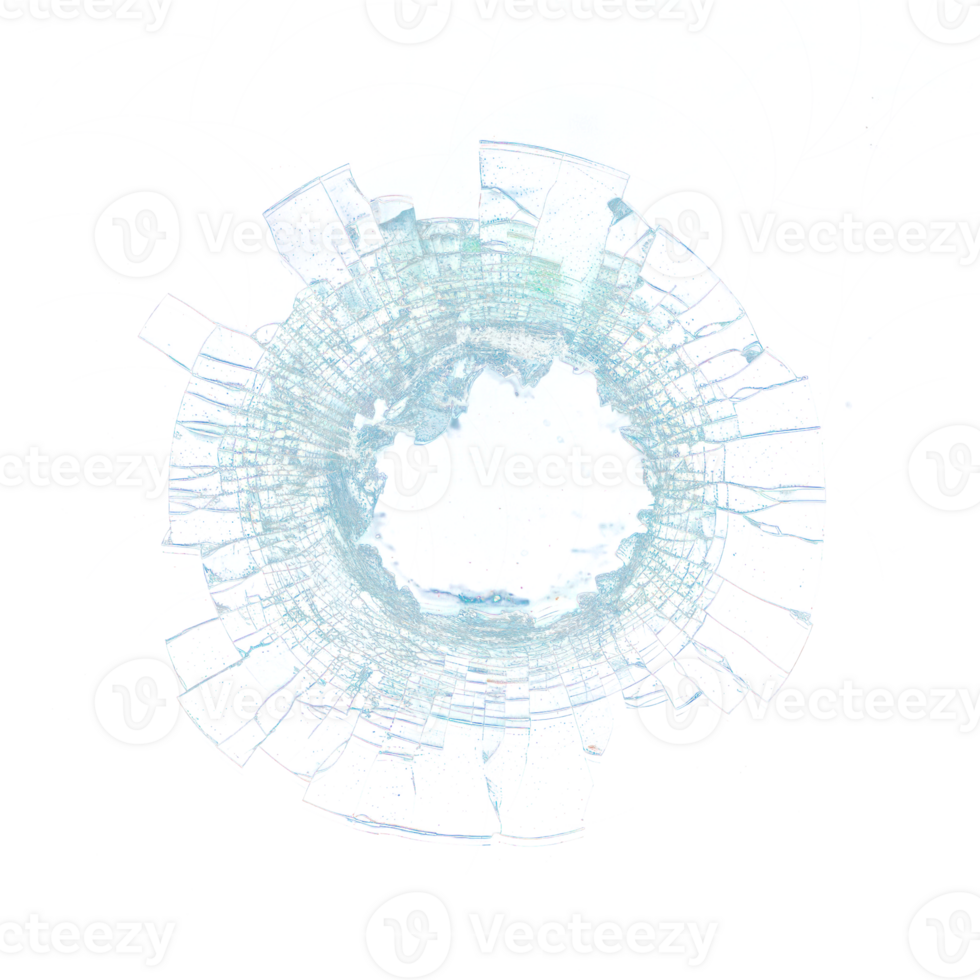 small bullet hole on glass on transparency background png