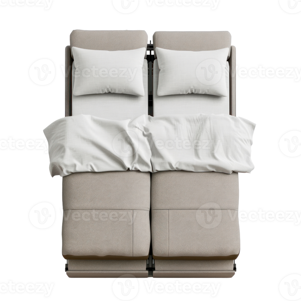 Adjustable Bed top view full length isolate on transparency background png