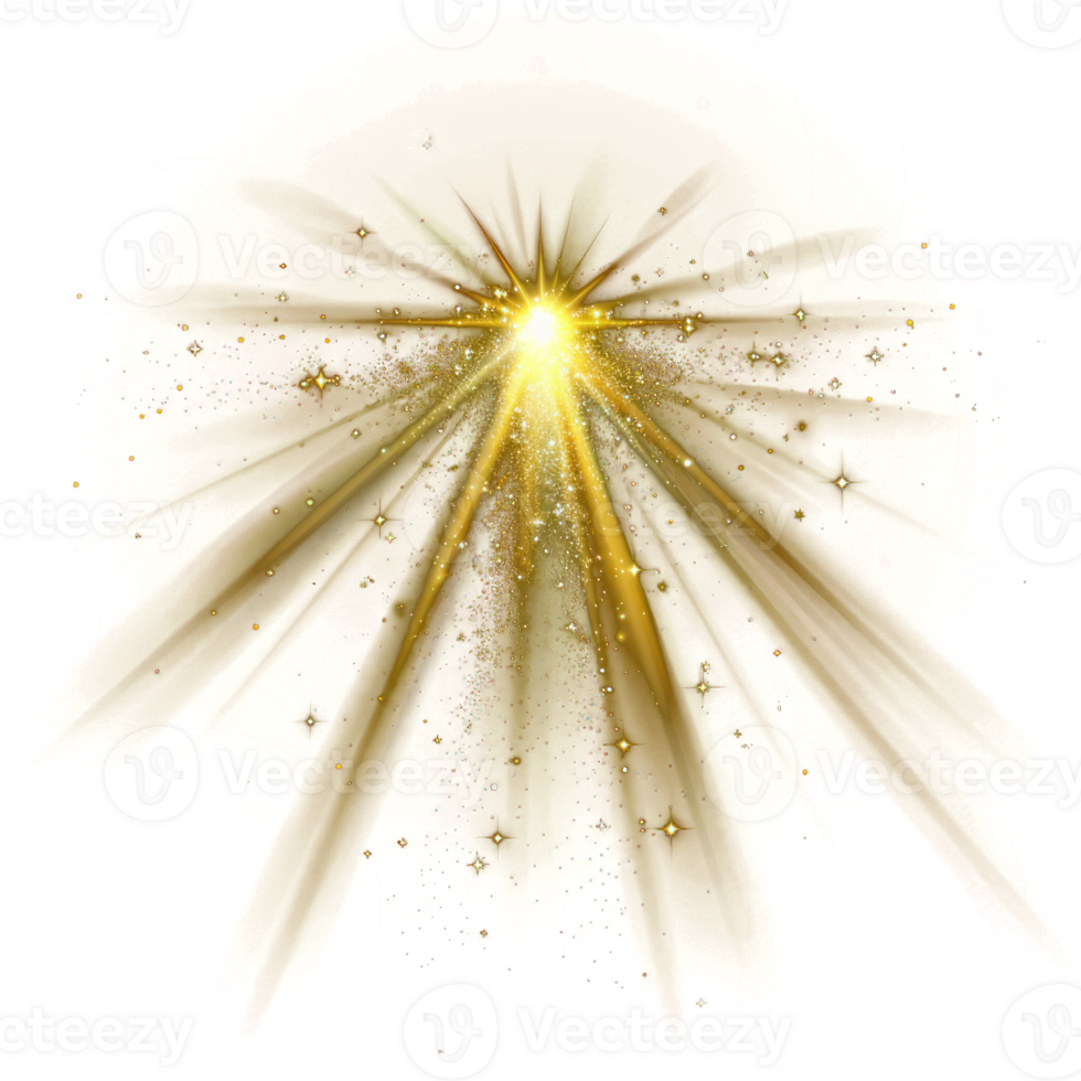 Shining Star With Rays And Glare, Sunlight Special Light Effect On transparency background png