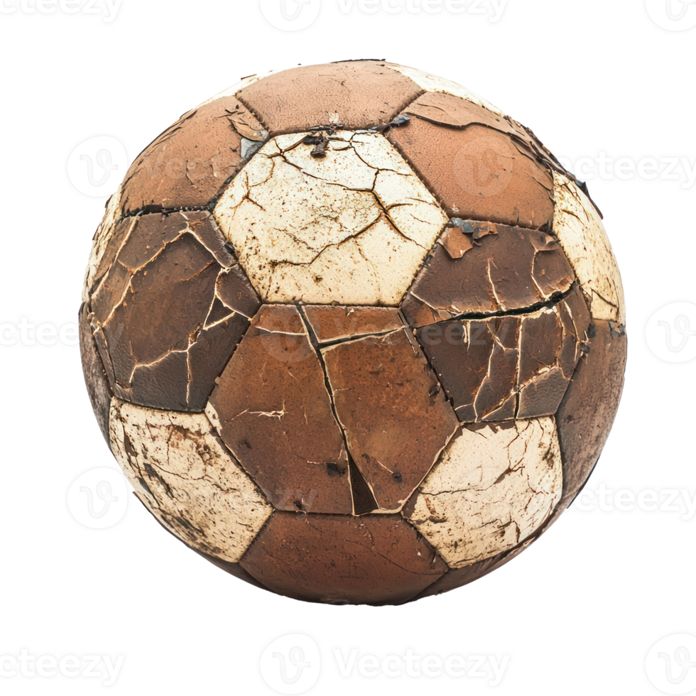 Old Broken football isolate on transparency background png