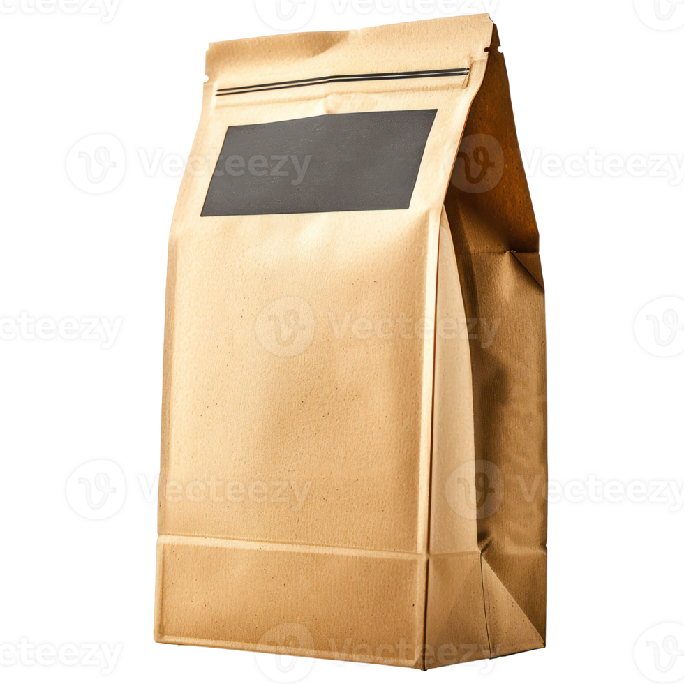 Coffee Bag with blank label isolate on transparency background png