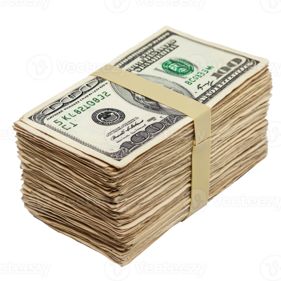 Stack of Dollar bills front view isolate on transparency background png