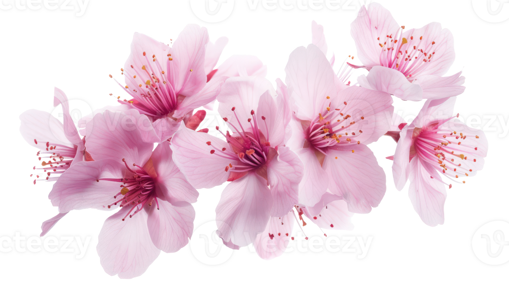 Cherry blossom, pink sakura spring flower isolate on transparency background png