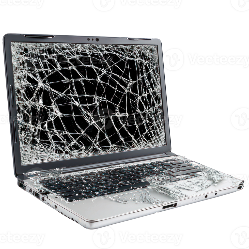 Broken laptop isolate on transparency background png