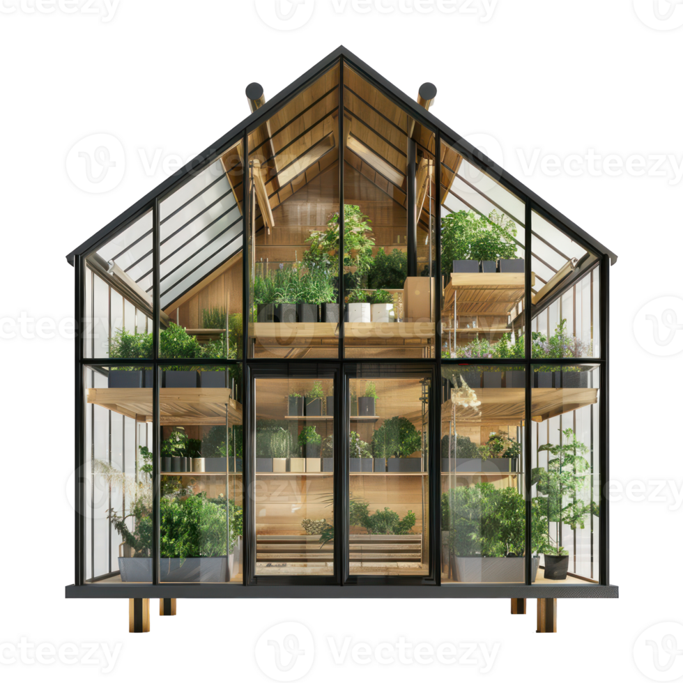 Greenhouse 3d rendering front view isolate on transparency background png
