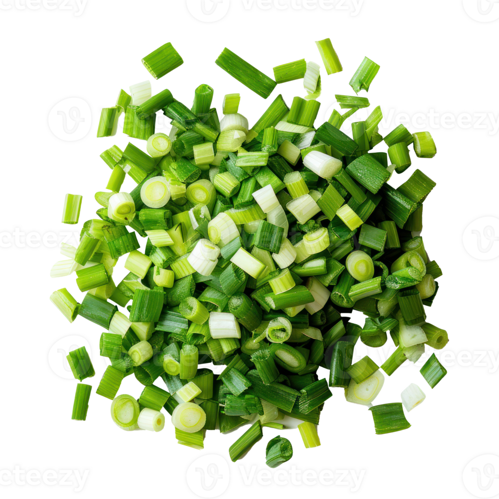 Chopped green onions isolate on transparency background png