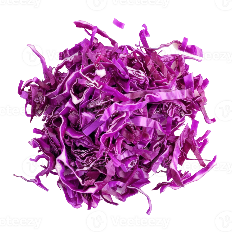 Fresh shredded raw red cabbage isolate on transparency background png